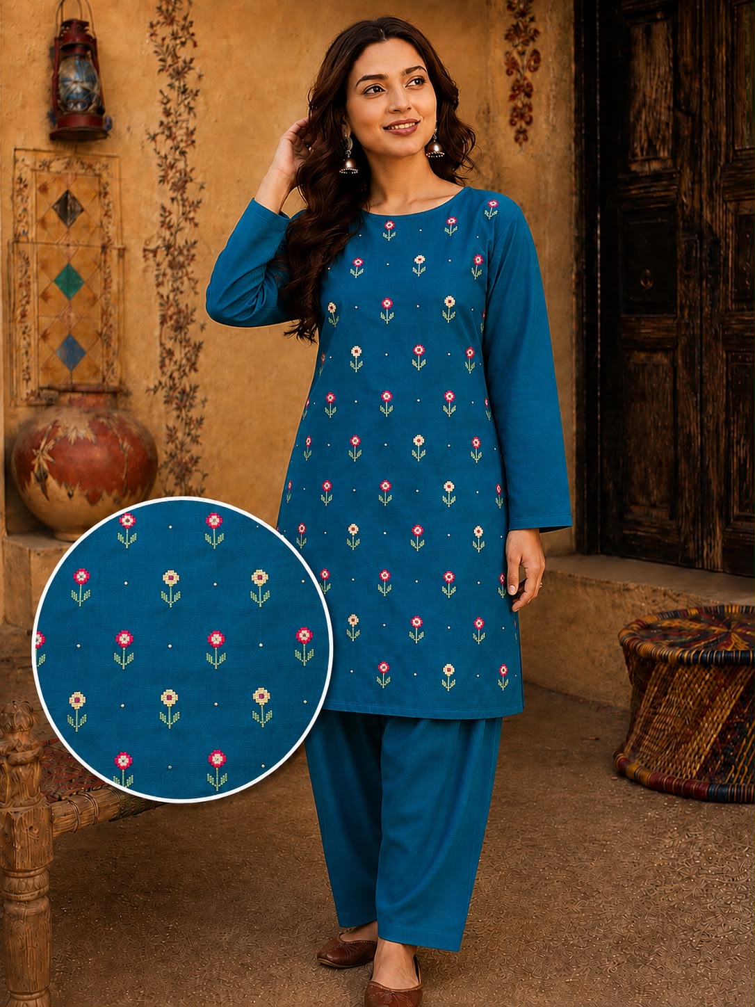 *Bareeze EMBROIDERED khaddar 2 PIECE*Bareeze Khaddar